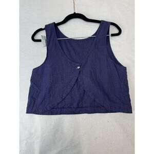 Linen Crop Top Split Back Sleeveless Whimsigoth Goth Rare Purple Medium